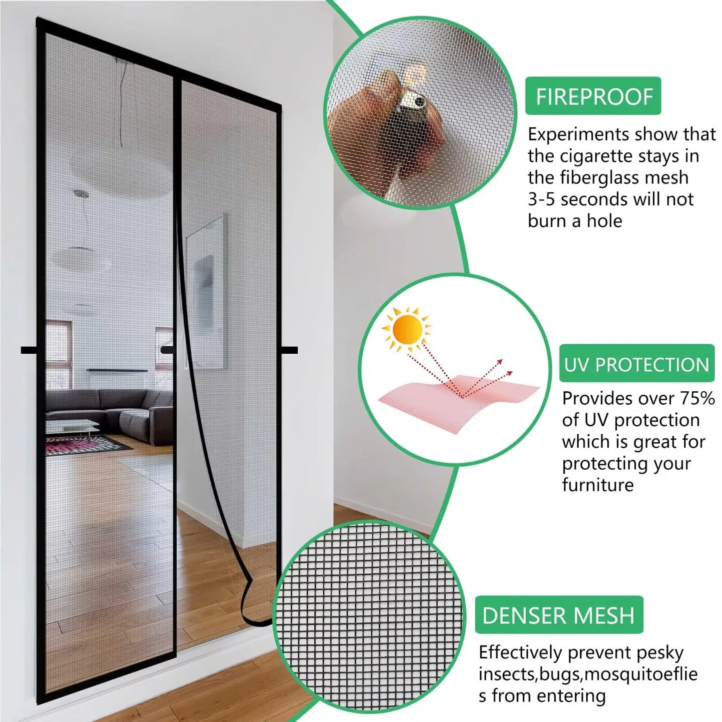 2026 New Self-Sealing Heavy-Duty Mesh Partition, Screen Door, Hands-Free Design, Bug-Proof & Pet/Kid-Friendly, Available in Three Sizes