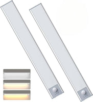 2 Pack 11.8" Motion Sensor Cabinet Light, under Cabinet Lighting with 4 Modes (Auto Night/Day/Always On/Off), 3 CCT & Stepless Dimming, USB Type-C Charging, for Kitchen, Stairs
