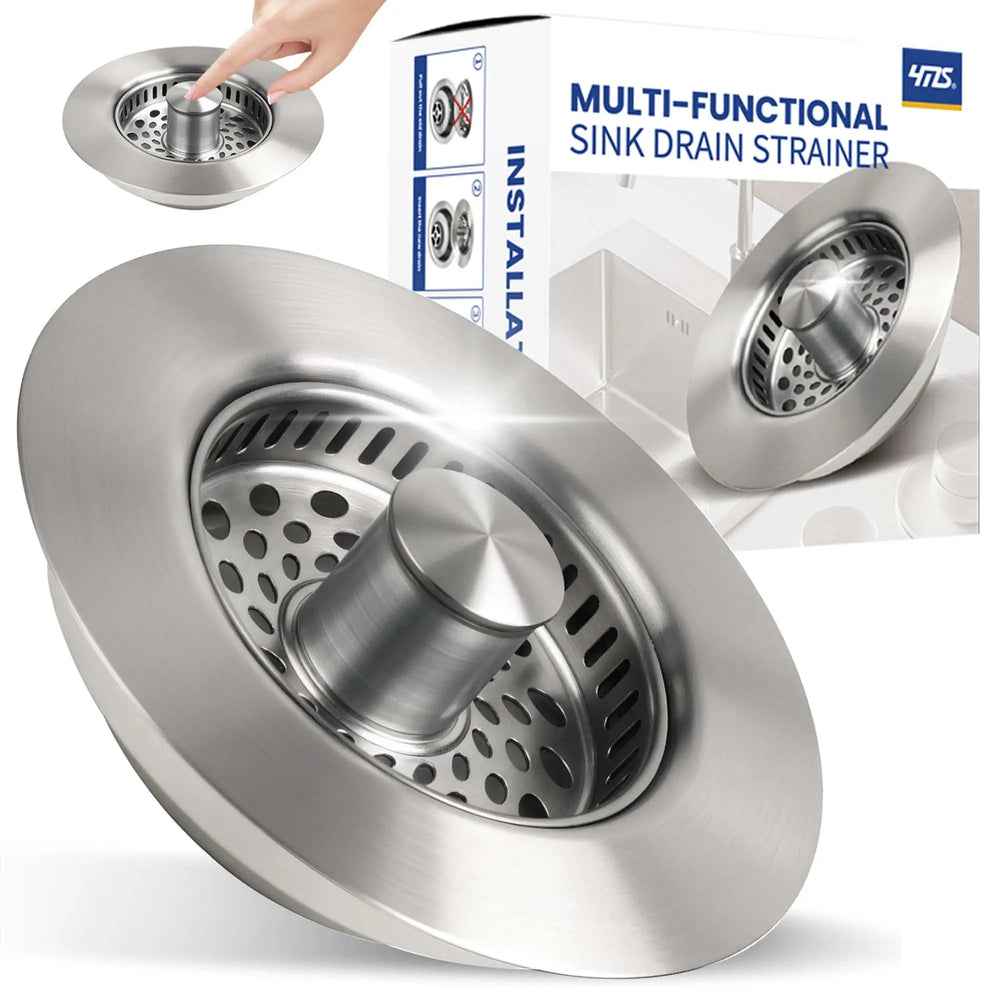 YMS 5-In-1 Stainless Steel Sink Aid Kitchen Sink Drain Strainer Food Catcher Popup Stopper Odor Filter Multi-Functional Strainer Accessories