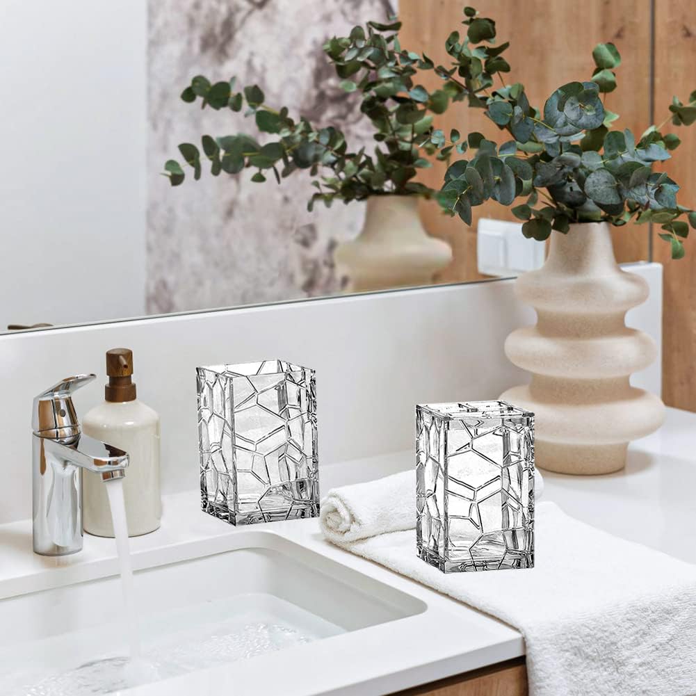 Clear Acrylic Bathroom Accessory Set, 5 Pcs Bathroom Accessories Set with Lotion Dispenser,Soap Dish,Tumbler,Toothbrush Holder,Toilet Brush Set, Elegant Bathroom Decor and Housewarming Gift Set