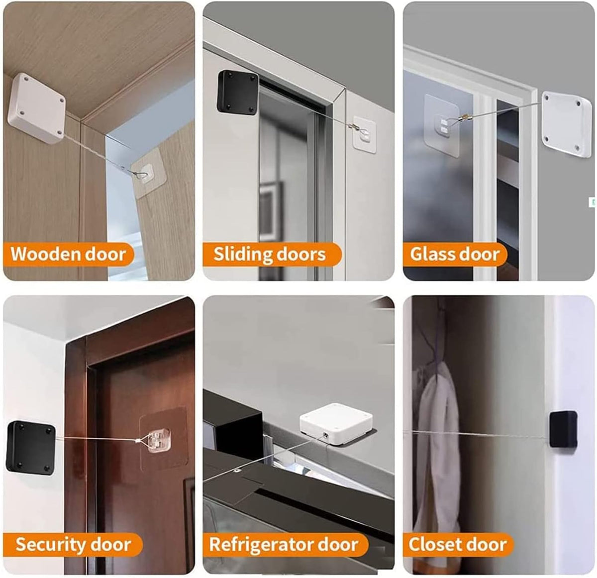 Upgraded Punch-Free 1000G Automatic Screen Door Closer, Storm & Sliding Screen Auto Door Closer with Steel Drawstring for Bathroom, Bedroom, Study Room, Etc. (White)