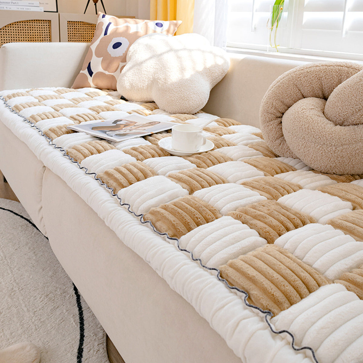Funny Couch Cover Sofa Cover Protective Couch Cover Pet Mat Bed Couch Cover - Color: Light Coffee, Size: 45*45cm