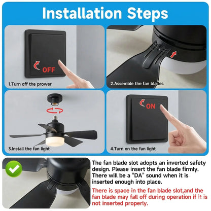 E26/27 Socket Fan Light with Remote,2-In-1 Smart Socket Fan Light with Remote, No Wiring Needed! E26/E27 Screw-In Ceiling Fan with Dimmable LED, 3 Speeds for Bedroom/Kitchen