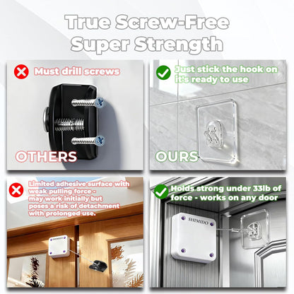 Upgraded Punch-Free 1000G Automatic Screen Door Closer, Storm & Sliding Screen Auto Door Closer with Steel Drawstring for Bathroom, Bedroom, Study Room, Etc. (White)