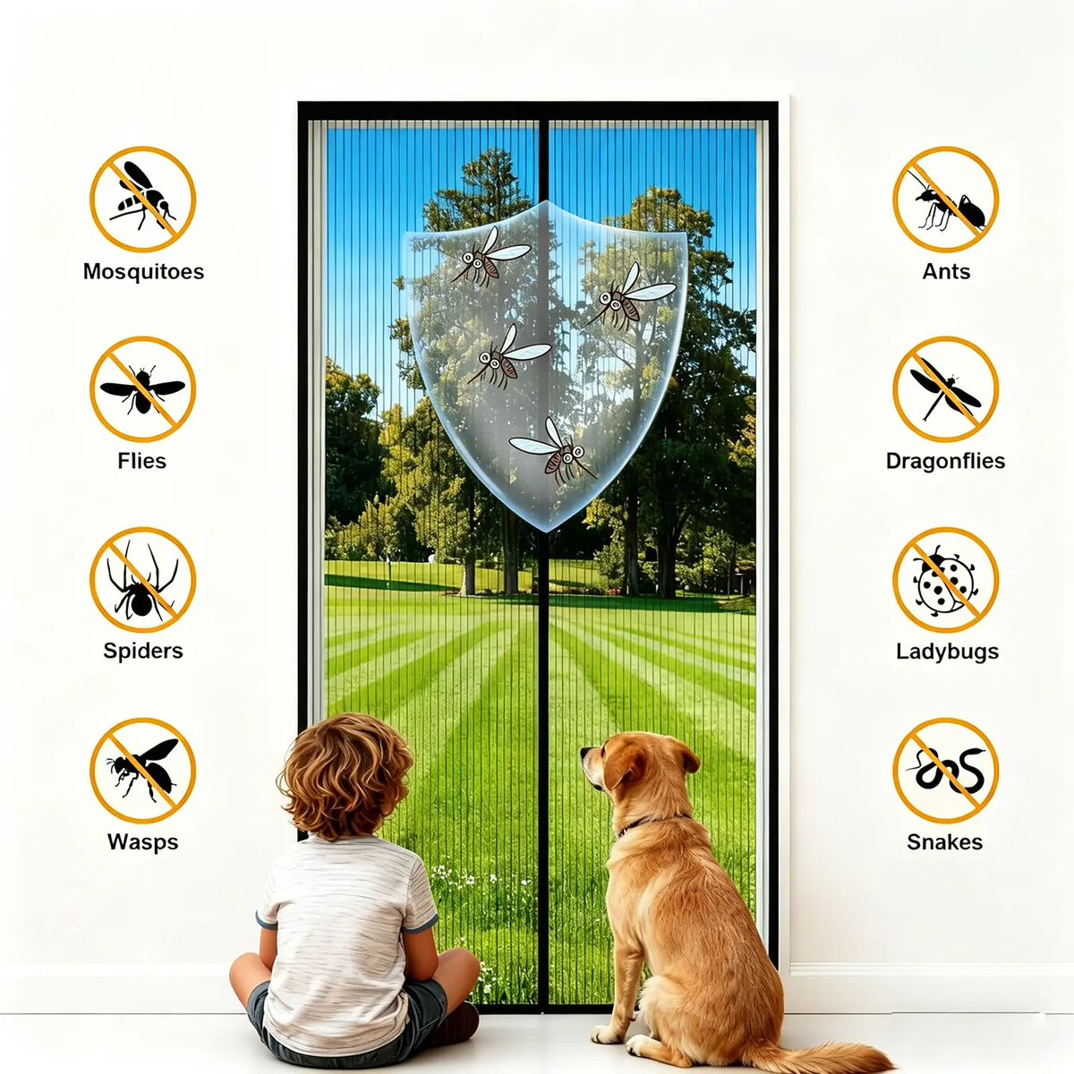2026 New Self-Sealing Heavy-Duty Mesh Partition, Screen Door, Hands-Free Design, Bug-Proof & Pet/Kid-Friendly, Available in Three Sizes