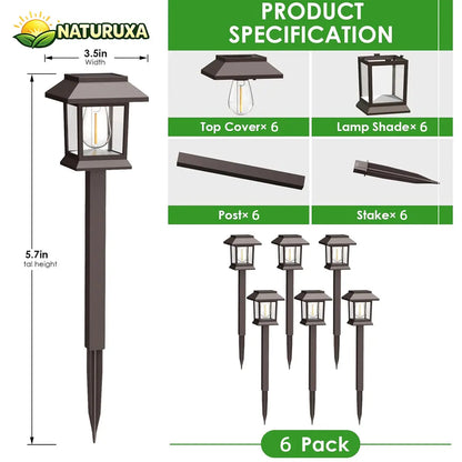 Naturuxa 12-Pack Solar Outdoor Pathway Lights, Waterproof Landscape Lighting for Path Walkway, Lawn Garden outside Décor