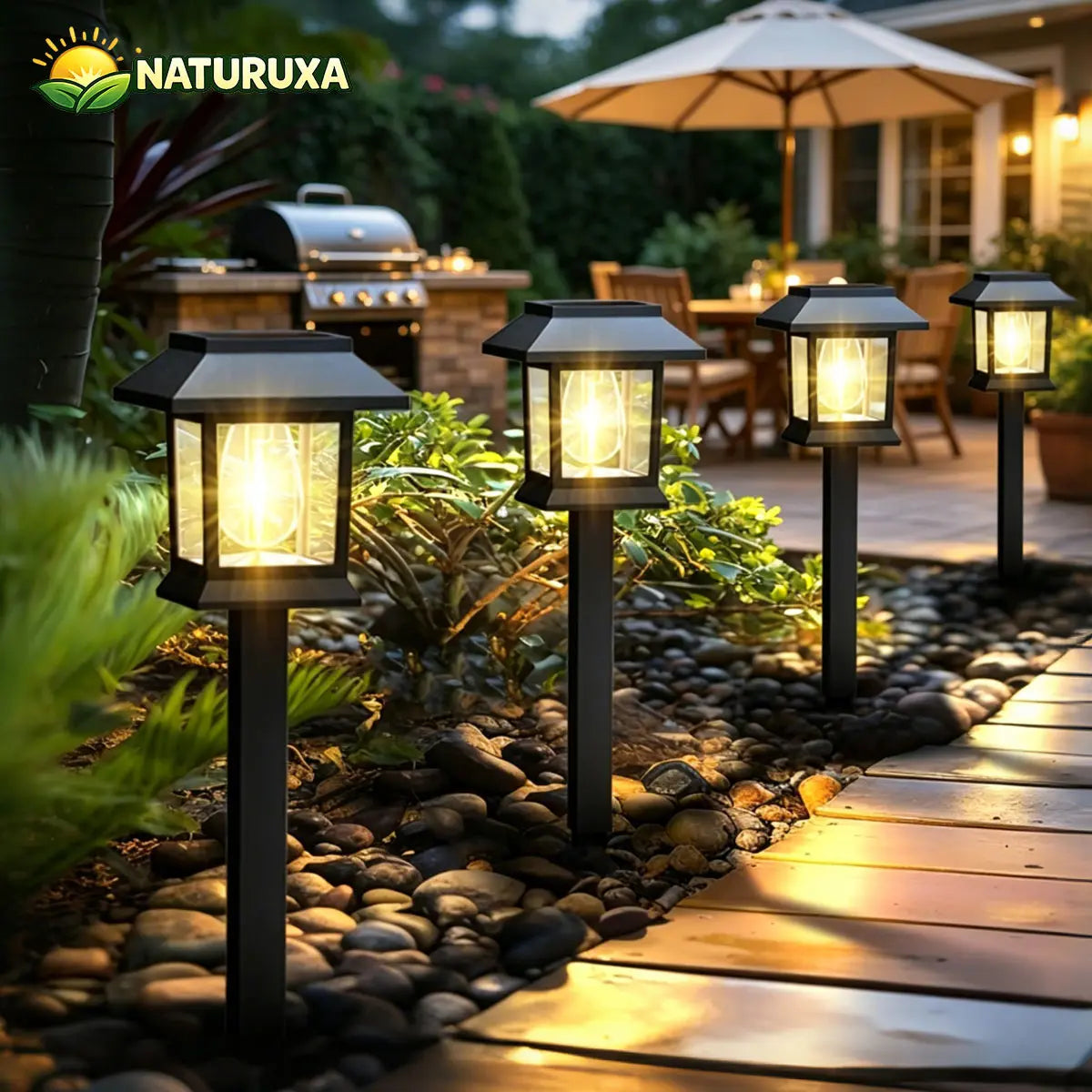 Naturuxa 12-Pack Solar Outdoor Pathway Lights, Waterproof Landscape Lighting for Path Walkway, Lawn Garden outside Décor