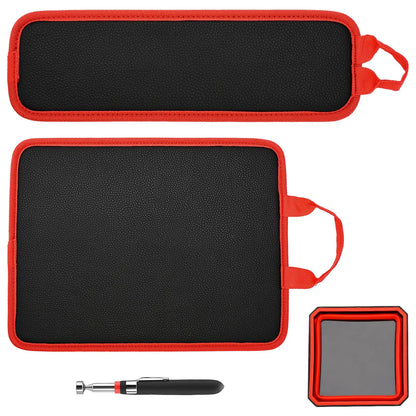 3PC Double-Sided Magnetic Tool Mat Set with Hook, Telescoping Magnetic Pickup Tool, Heavy-Duty Flexible PVC Non-Slip Magnet Pad & Tray Holder, 85 Built-In Magnets, 30LBS Pull Force for Garage, Auto Repair