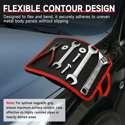 3PC Double-Sided Magnetic Tool Mat Set with Hook, Telescoping Magnetic Pickup Tool, Heavy-Duty Flexible PVC Non-Slip Magnet Pad & Tray Holder, 85 Built-In Magnets, 30LBS Pull Force for Garage, Auto Repair